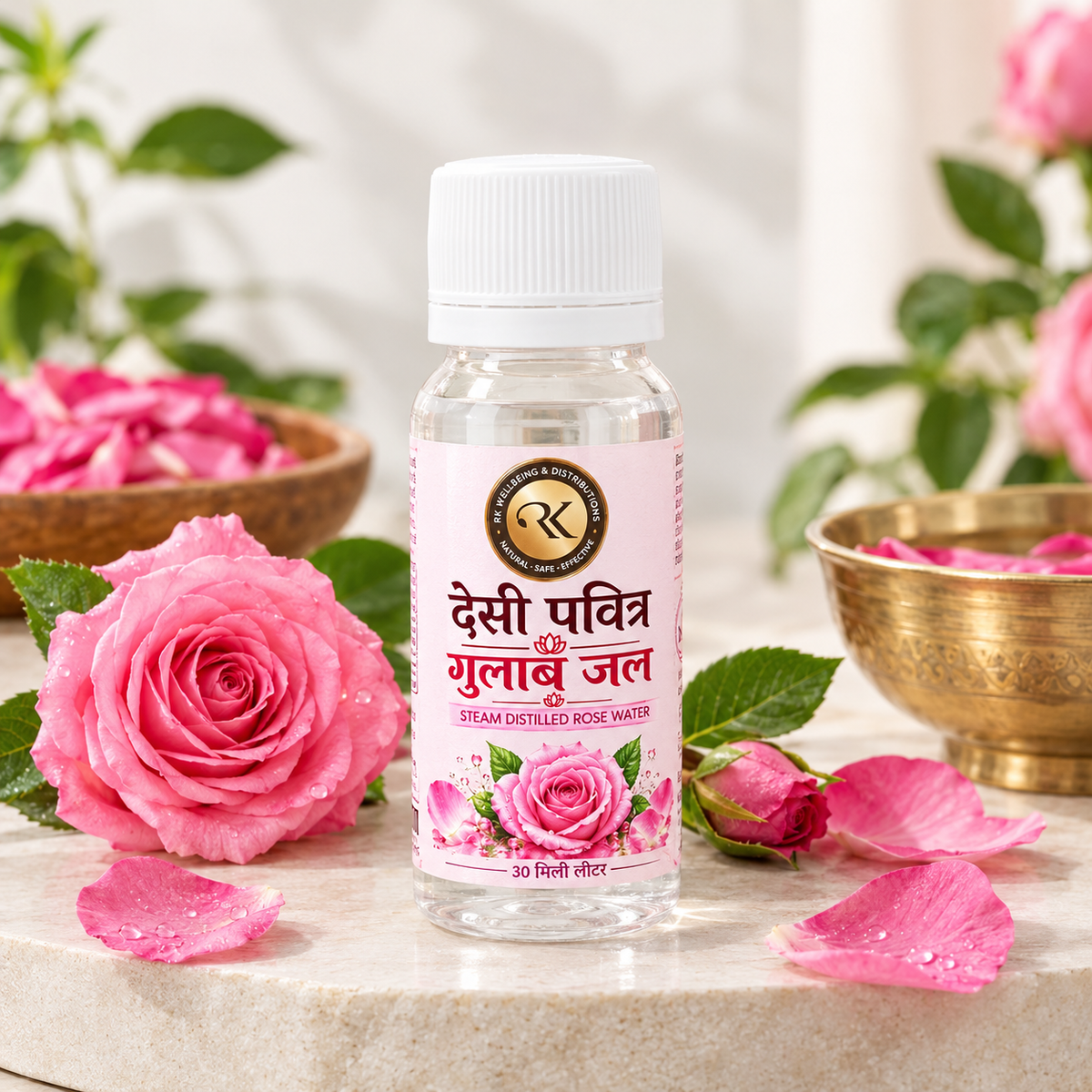Pack of 24 – RK Wellbeing Desi Pavitra Gulab Jal (Steam Distilled Rose Water) | Natural Face Toner & Skincare